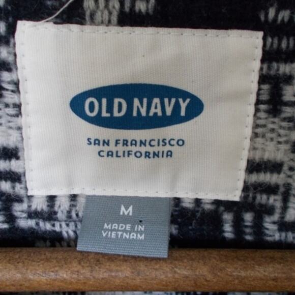 Old Navy Black & White Collarless Plaid Long Line Blazer Houndstooth Sz Medium - Picture 3 of 5